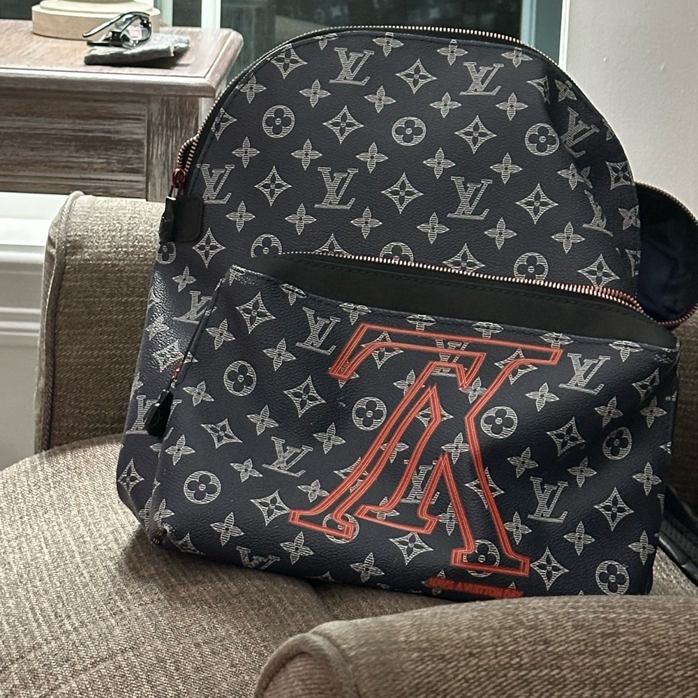 Lovely Black and Red Monogram Backpack